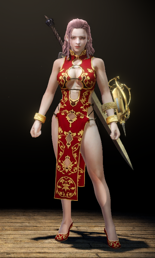 服装外观 红色旗袍  金狮子B-小小MOD吧