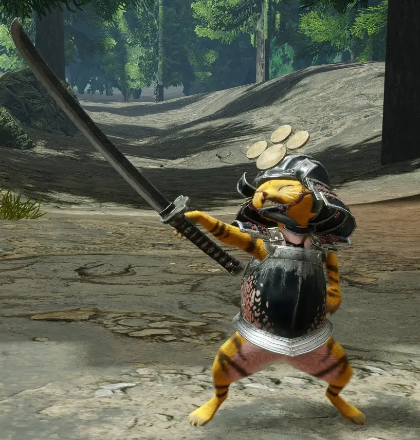 Felyne 武士盔甲带武器 （MHW）-小小MOD吧